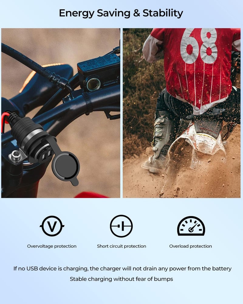 Foruly Dual USB Port Waterproof Motorcycle Phone Charger for Honda CRF300L CRF250L 2017-2022 - USB Charger for Phone, Tablet, GPS - Image 4